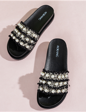 甜美女拖鞋珍珠装饰厚底增高外穿夏季凉拖女小香风配裙子舒适百搭